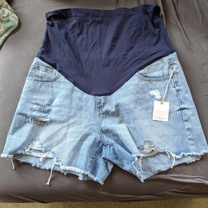 Pink Blush Maternity Jean Shorts 1x - Plus Size